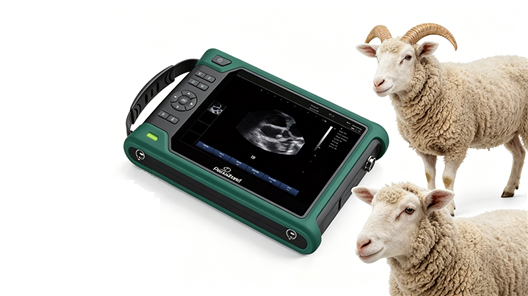 Pocket-sized veterinary ultrasound assists in precise pregnancy monitoring and management in free-range sheep farms.